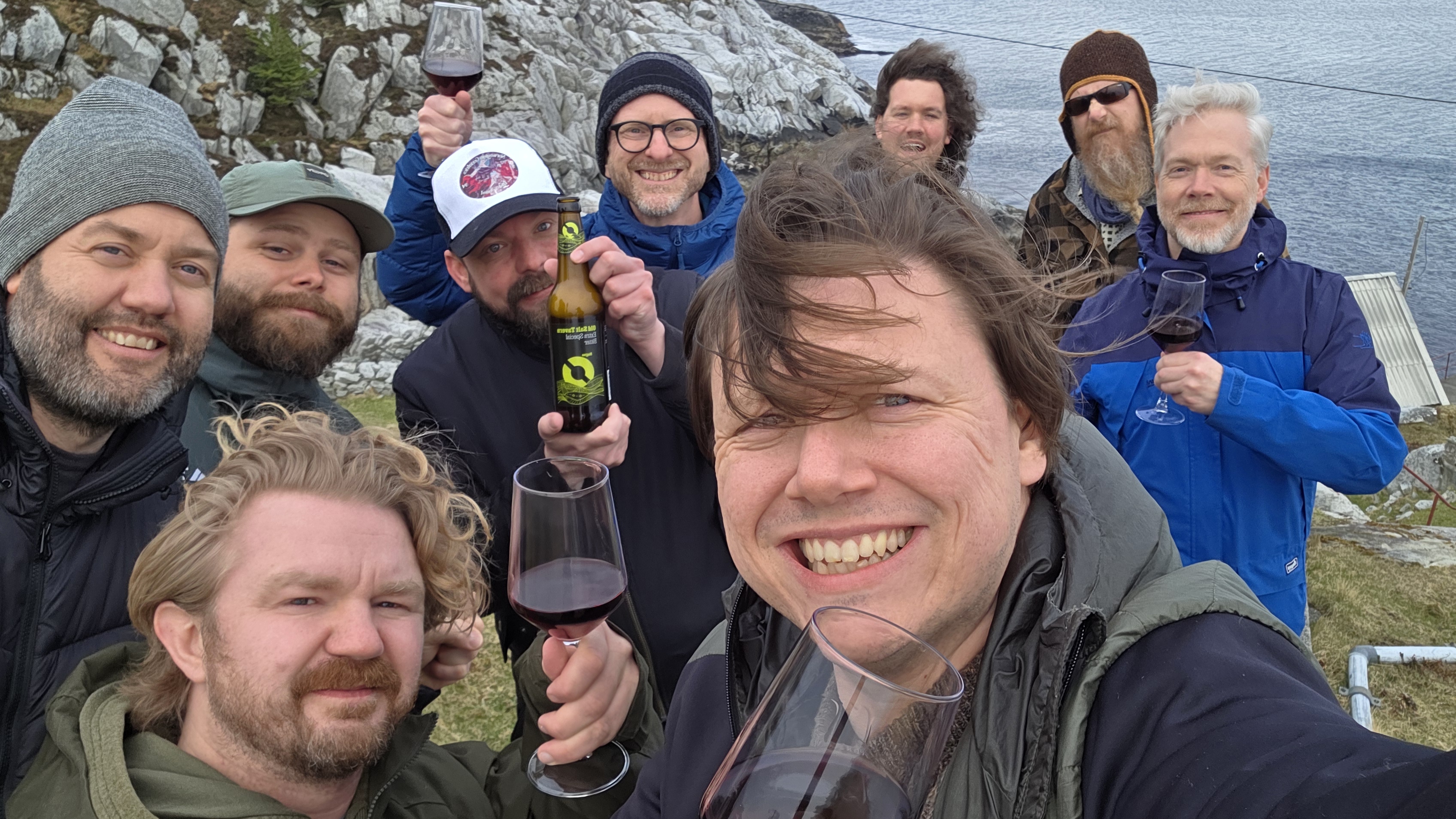 Some beautiful bastards posing with their wine